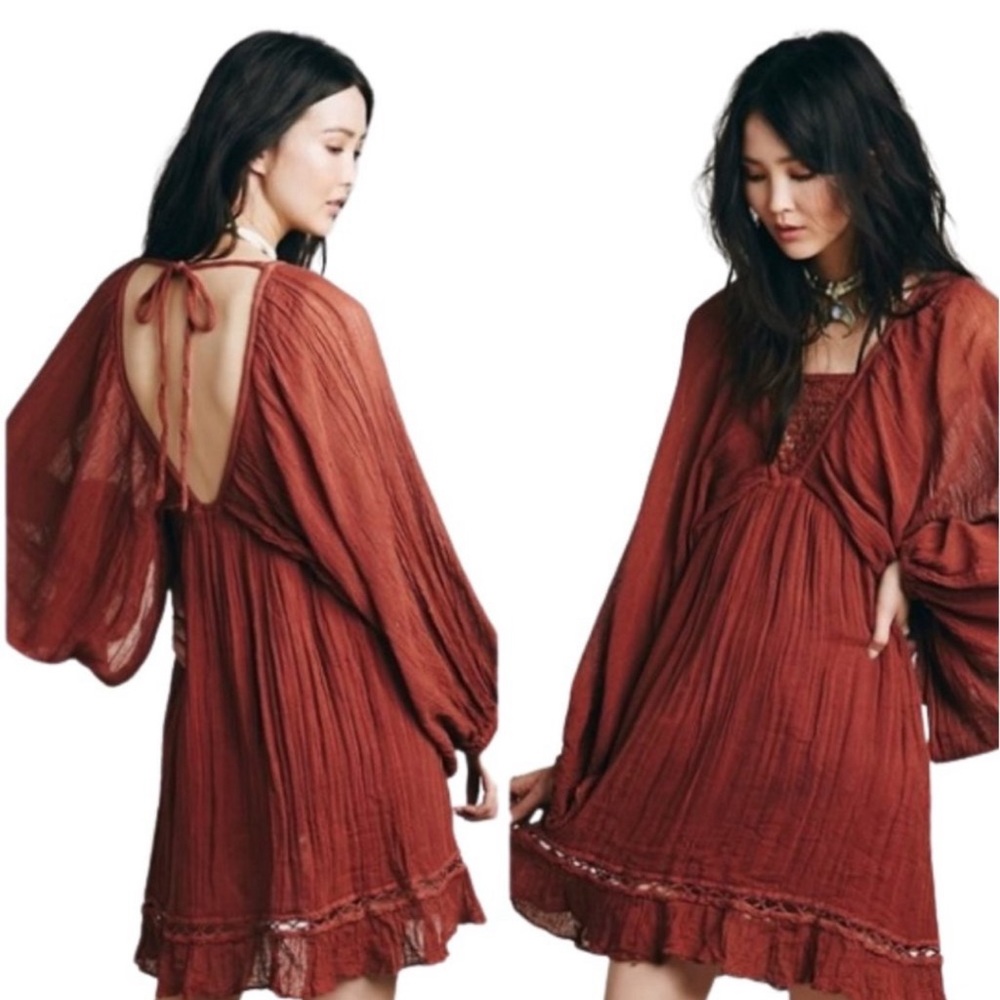 Jen's Pirate Booty Dress Justine Embroidered Bohemian Brown Small